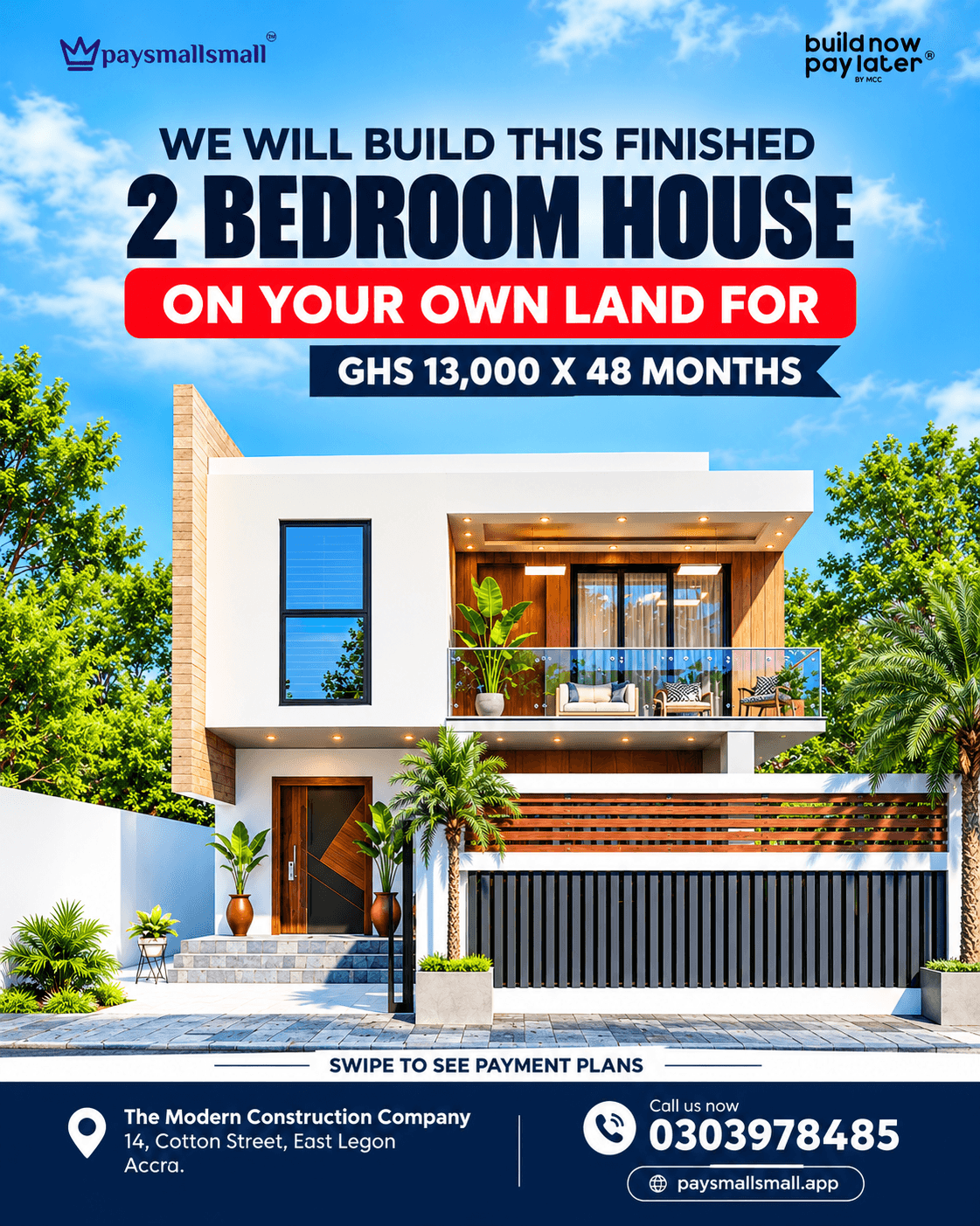 2-bedroom Modern Villa promotional illustration and payment plan